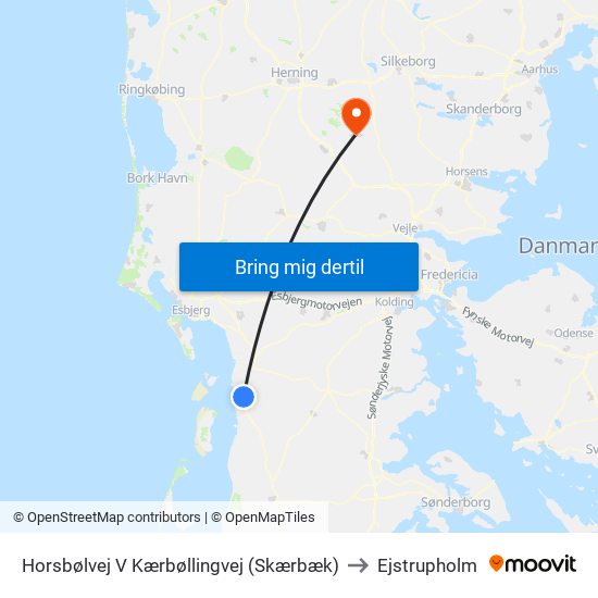 Horsbølvej V Kærbøllingvej (Skærbæk) to Ejstrupholm map