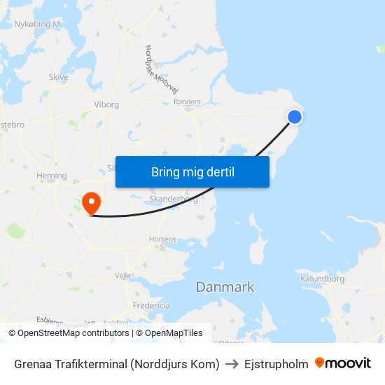 Grenaa Trafikterminal (Norddjurs Kom) to Ejstrupholm map
