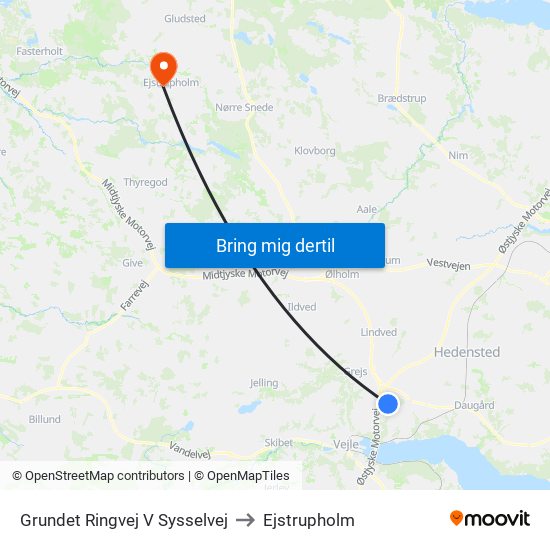 Grundet Ringvej V Sysselvej to Ejstrupholm map