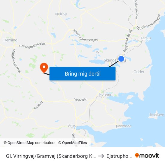 Gl. Virringvej/Gramvej (Skanderborg Kom) to Ejstrupholm map