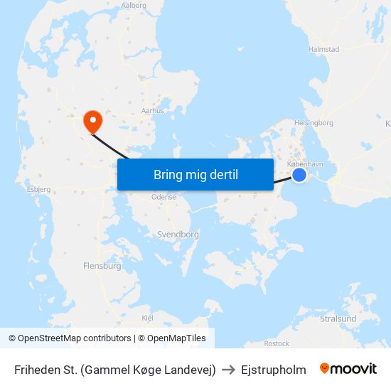 Friheden St. (Gammel Køge Landevej) to Ejstrupholm map