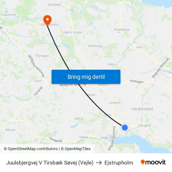 Juulsbjergvej V Tirsbæk Søvej (Vejle) to Ejstrupholm map