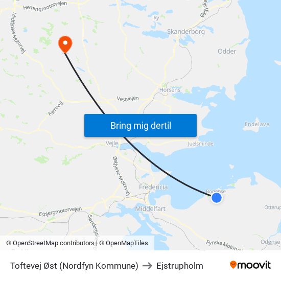 Toftevej Øst (Nordfyn Kommune) to Ejstrupholm map