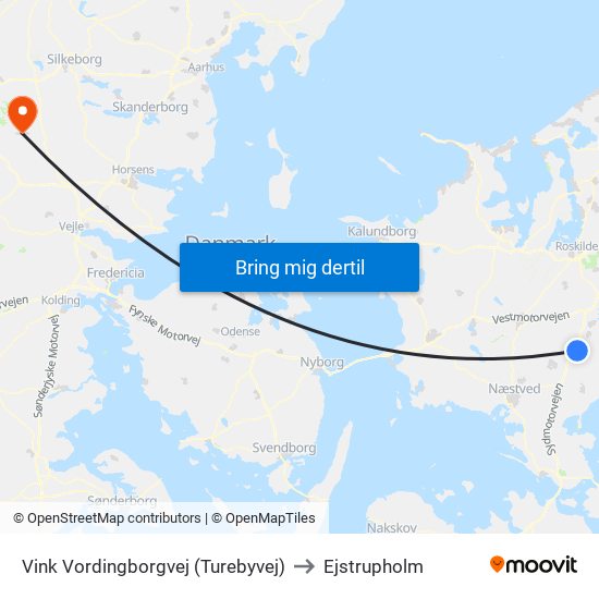 Vink Vordingborgvej (Turebyvej) to Ejstrupholm map