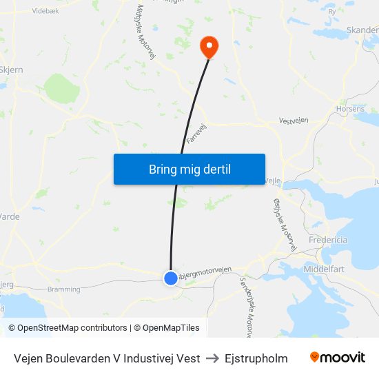 Vejen Boulevarden V Industivej Vest to Ejstrupholm map