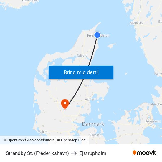 Strandby St. (Frederikshavn) to Ejstrupholm map