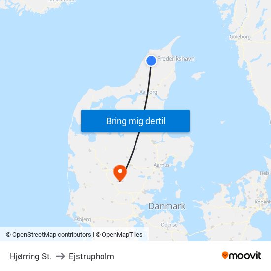 Hjørring St. to Ejstrupholm map