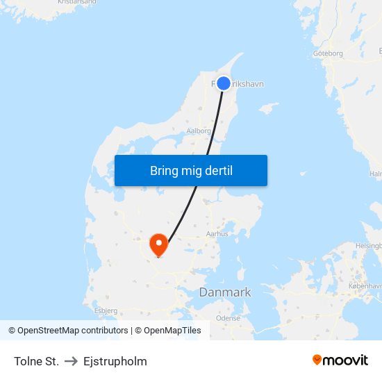 Tolne St. to Ejstrupholm map
