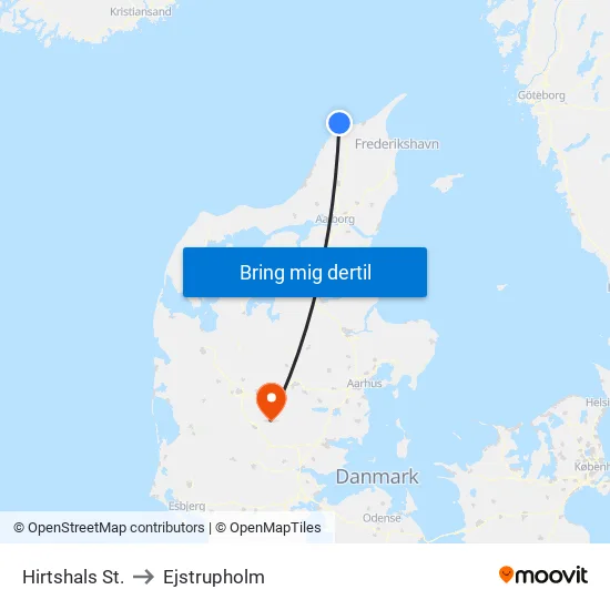Hirtshals St. to Ejstrupholm map