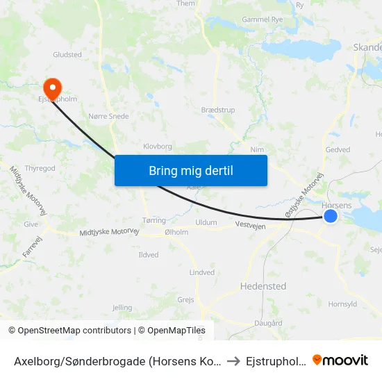 Axelborg/Sønderbrogade (Horsens Kom) to Ejstrupholm map