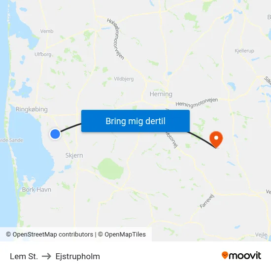 Lem St. to Ejstrupholm map