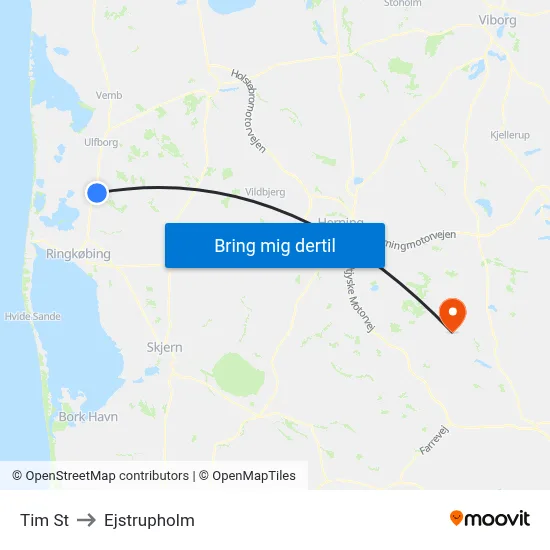 Tim St to Ejstrupholm map