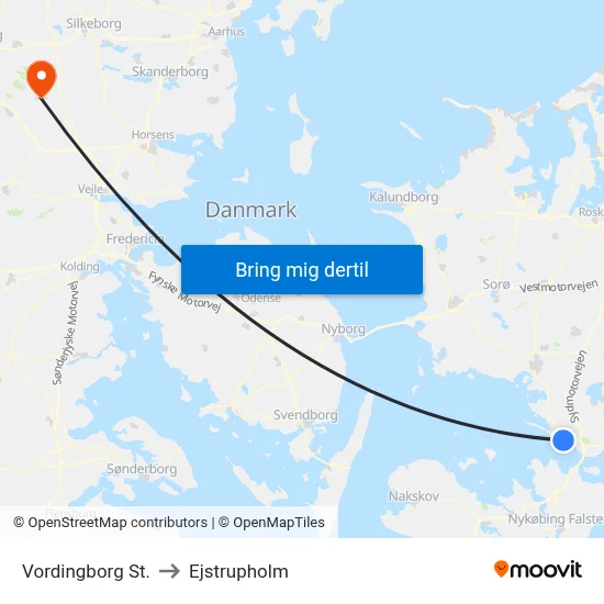 Vordingborg St. to Ejstrupholm map