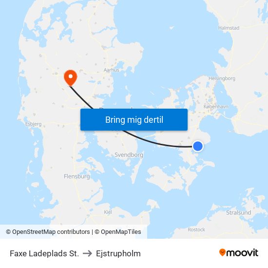 Faxe Ladeplads St. to Ejstrupholm map