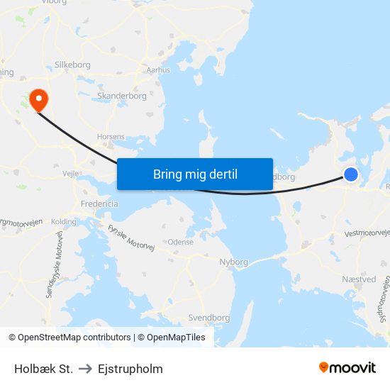 Holbæk St. to Ejstrupholm map