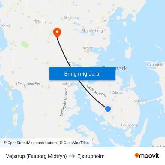 Vøjstrup (Faaborg Midtfyn) to Ejstrupholm map