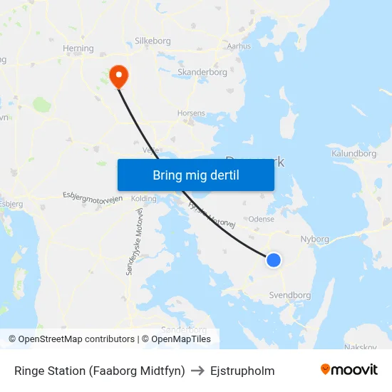 Ringe Station (Faaborg Midtfyn) to Ejstrupholm map
