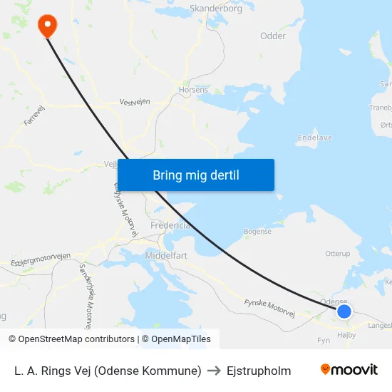 L. A. Rings Vej (Odense Kommune) to Ejstrupholm map