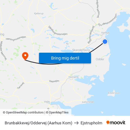 Brunbakkevej/Oddervej (Aarhus Kom) to Ejstrupholm map