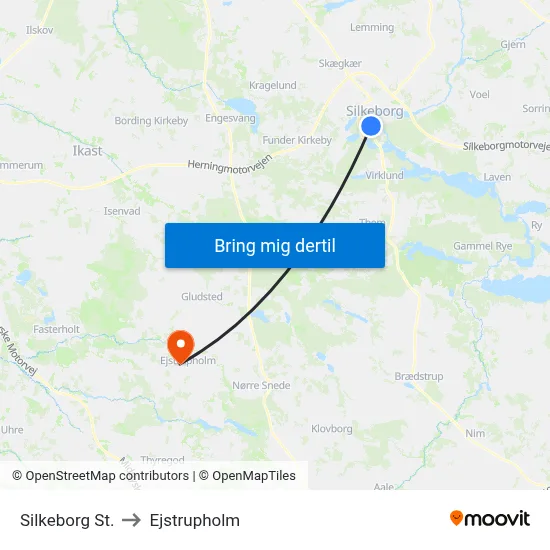 Silkeborg St. to Ejstrupholm map