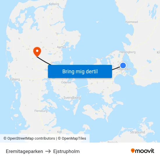 Eremitageparken to Ejstrupholm map