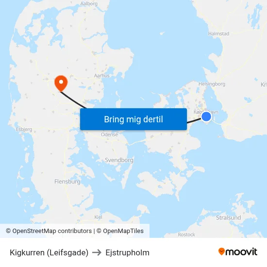 Kigkurren (Leifsgade) to Ejstrupholm map