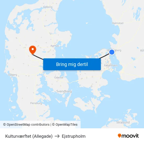 Kulturværftet (Allegade) to Ejstrupholm map