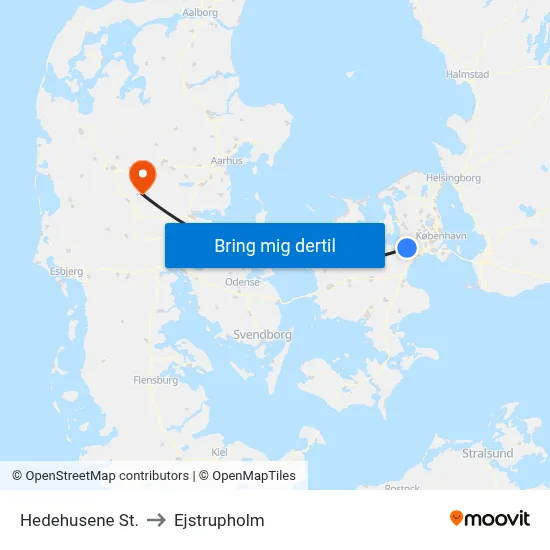 Hedehusene St. to Ejstrupholm map