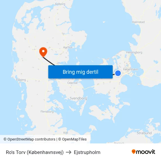 Ro's Torv (Københavnsvej) to Ejstrupholm map