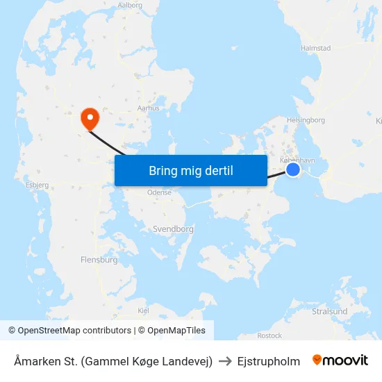 Åmarken St. (Gammel Køge Landevej) to Ejstrupholm map