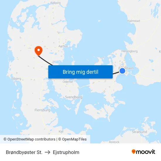 Brøndbyøster St. to Ejstrupholm map