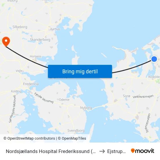 Nordsjællands Hospital Frederikssund (Hospitalvej) to Ejstrupholm map