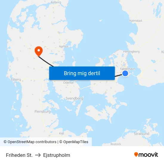 Friheden St. to Ejstrupholm map