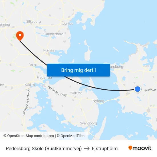 Pedersborg Skole (Rustkammervej) to Ejstrupholm map