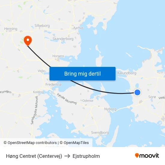 Høng Centret (Centervej) to Ejstrupholm map