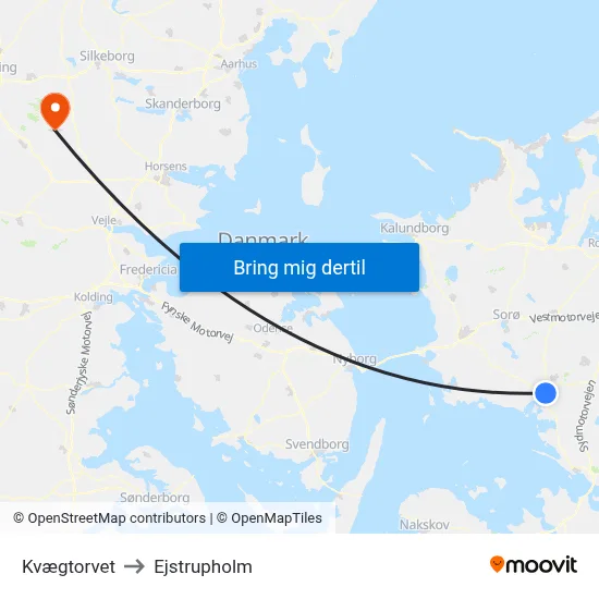 Kvægtorvet to Ejstrupholm map