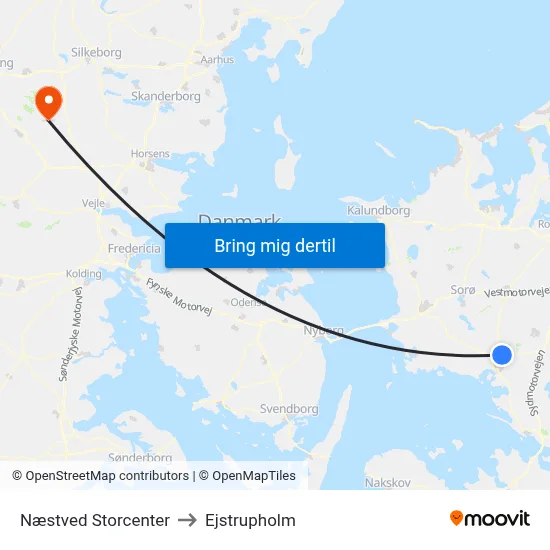 Næstved Storcenter to Ejstrupholm map