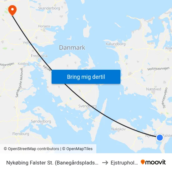 Nykøbing Falster St. (Banegårdspladsen) to Ejstrupholm map