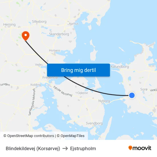 Blindekildevej (Korsørvej) to Ejstrupholm map