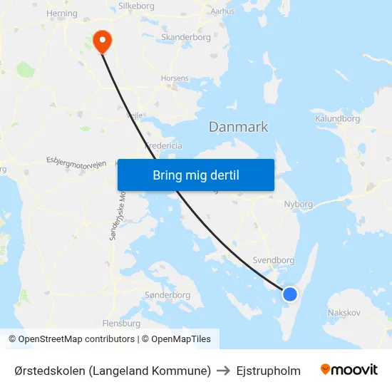 Ørstedskolen (Langeland Kommune) to Ejstrupholm map