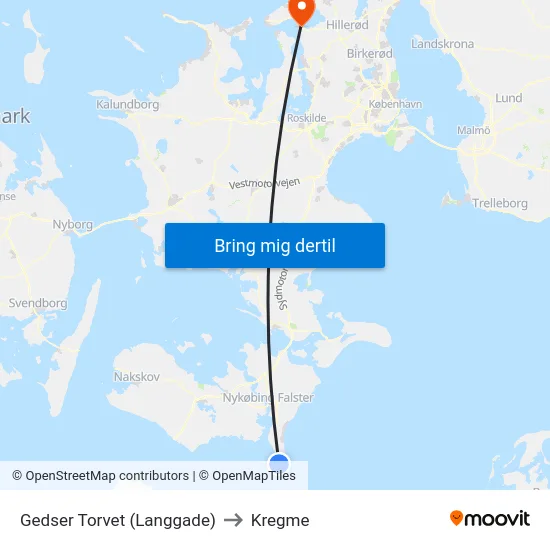 Gedser Torvet (Langgade) to Kregme map