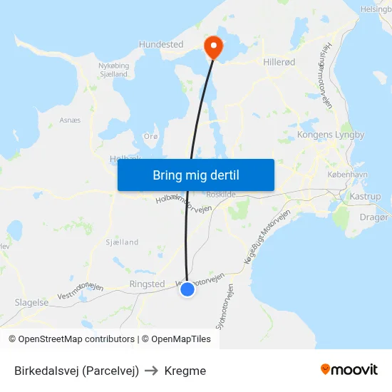Birkedalsvej (Parcelvej) to Kregme map