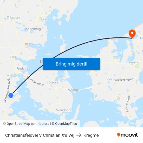 Christiansfeldvej V Christian X's Vej to Kregme map
