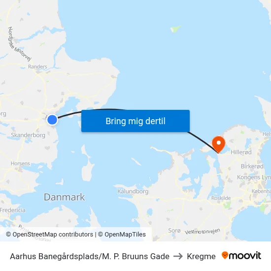 Aarhus Banegårdsplads/M. P. Bruuns Gade to Kregme map