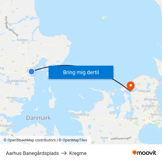 Aarhus Banegårdsplads to Kregme map