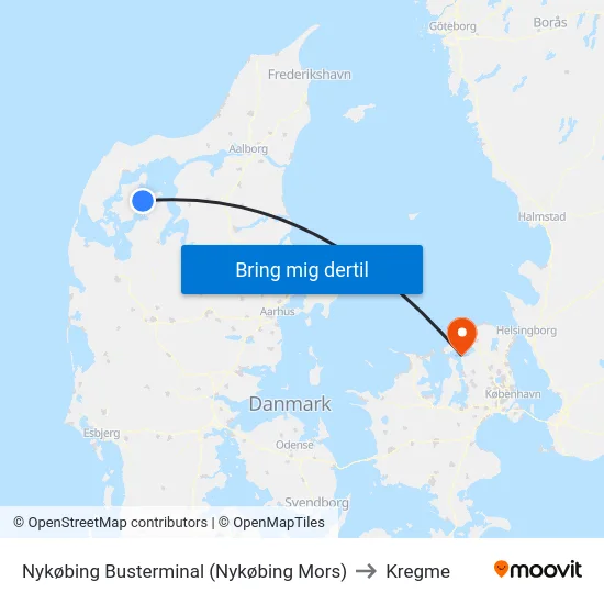 Nykøbing Busterminal (Nykøbing Mors) to Kregme map