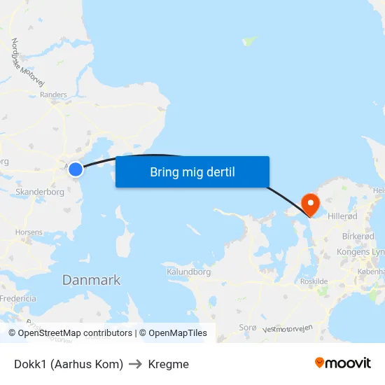 Dokk1 (Aarhus Kom) to Kregme map