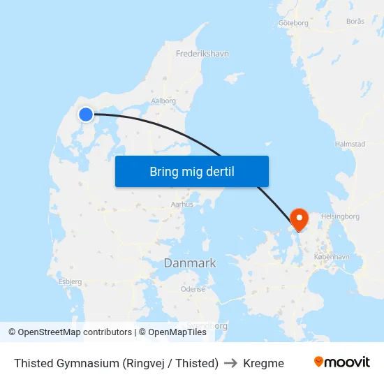 Thisted Gymnasium (Ringvej / Thisted) to Kregme map