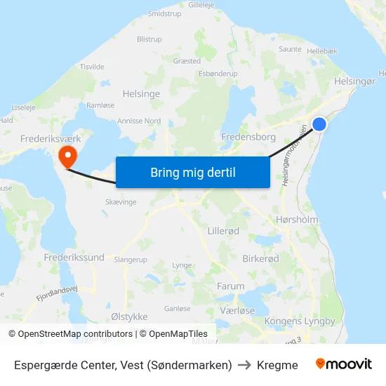 Espergærde Center, Vest (Søndermarken) to Kregme map