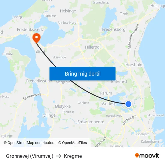Grønnevej (Virumvej) to Kregme map